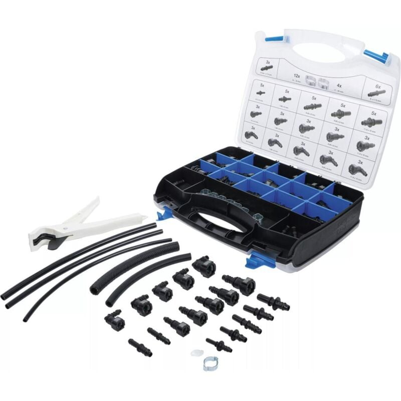 Assortiment tuyaux et raccords, connecteurs plastique pour carburant