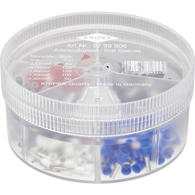97 99 906 Assortimento Capicorda Completamente Isolato Bianco, Grigio, Rosso, Nero, Blu 400 Pz. - Knipex