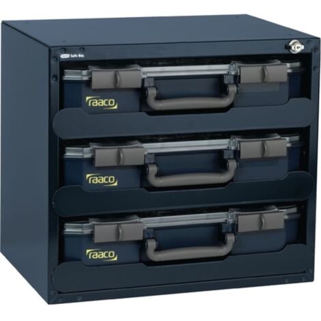 Assortimento cassetta cassaforte L452xP405xH330mm 3 scomparti con assortimento scatole PP RAACO