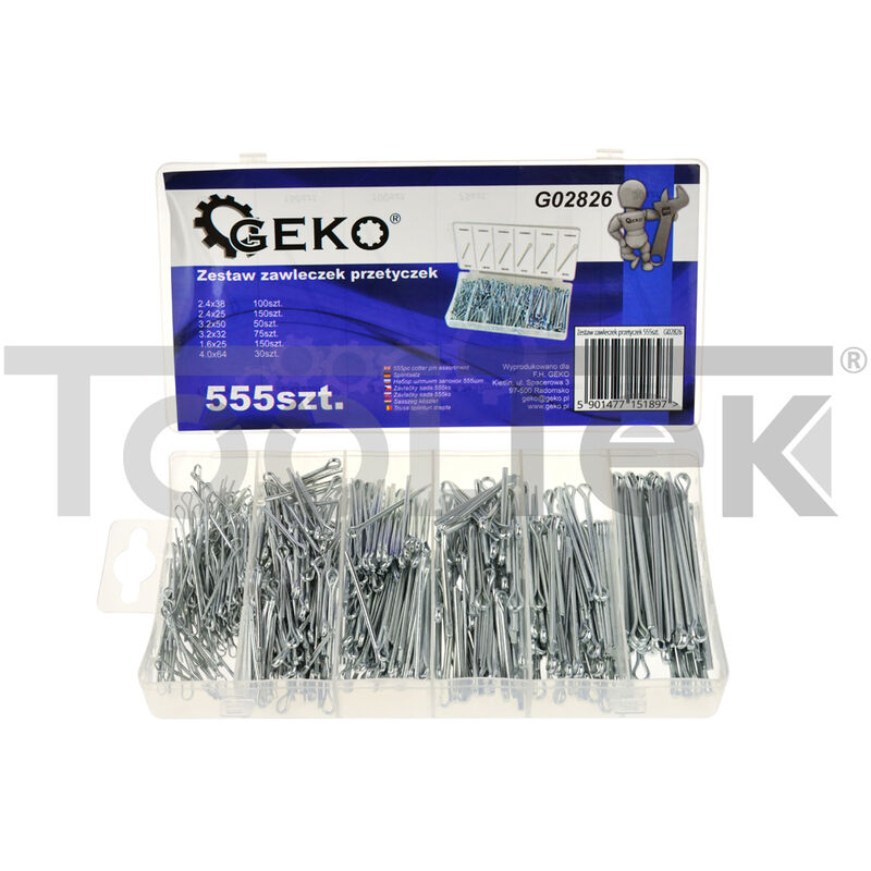 Image of Tooltek - assortimento coppiglie tipo r 555pz perni fermi di sicurezza geko G02826