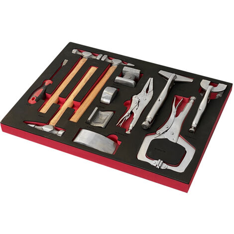 Assortimento di 12 utensili SOGI TER-12 - martelli e tassi da carrozziere - pinze grip autobloccanti - leverino