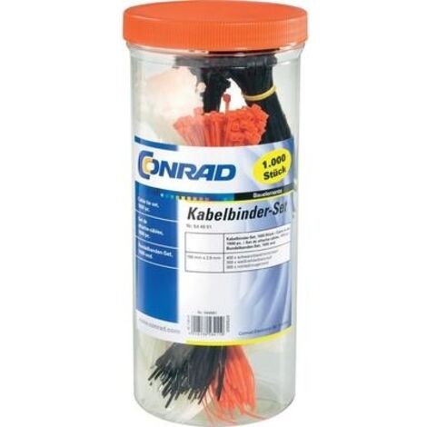 Assortimento di fascette per cavi TRU COMPONENTS 1570089 1000 pz. 100 mm 2.50 mm Nero, Rosso, Naturale