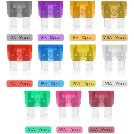 Assortimento di fusibili a lama da 150 pezzi standard per auto 2A 3A 5A 7.5A 10A 15A 20A 25A 30A 35A 40A per camion con 1 estrattore per fusibili a lama e 1 scatola di immagazzinaggio