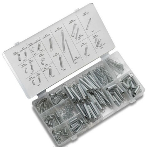 Assortimento di molle Assortimento di molle di compressione e estensione in metallo zincato da 200 pezzi con custodia portatile