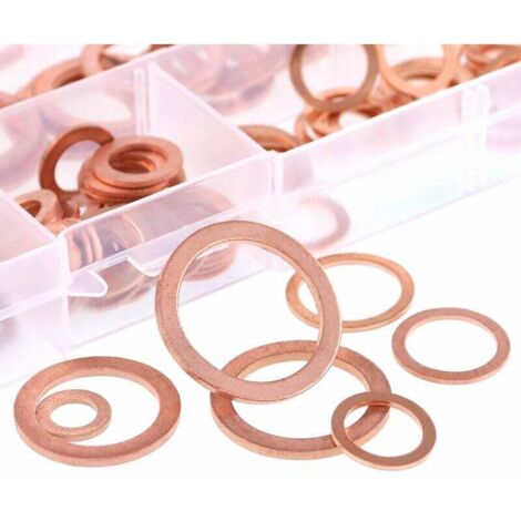 Assortimento di rondelle piatte in rame metrico da 165 pezzi - 8 misure M6 M8 M10 M12 M14 M16 M18 M20,