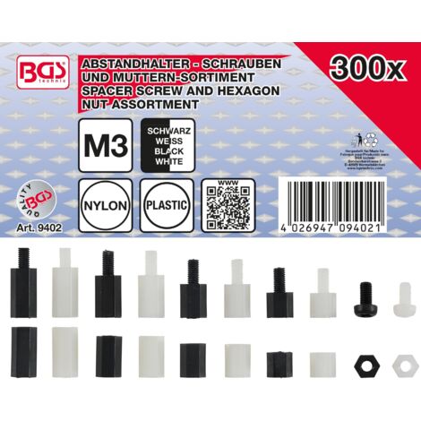 Assortimento distanziali e dadi esagonali BGS 9402 leggero multifunzionale