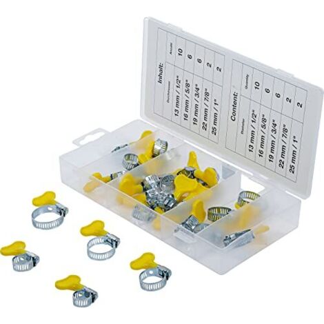 Assortimento fascette stringitubo c/vite a farfalla  26 pz.