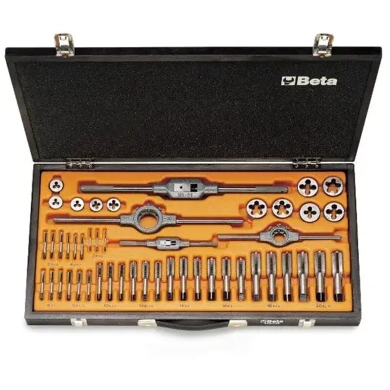 Beta - 446/c48 - Assortiment de 48 tarauds et matrices en acier chromé à pas grossier