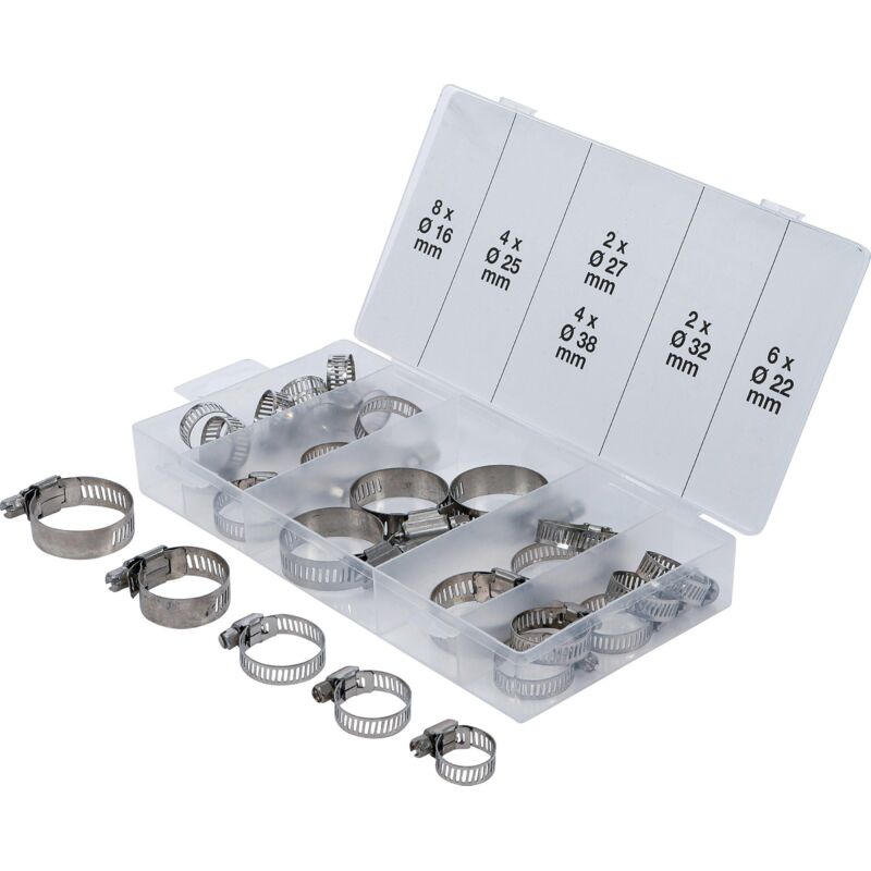 Assortimento Fascette Stringitubo Acciaio Inox 16 38 Mm 26 Pz.
