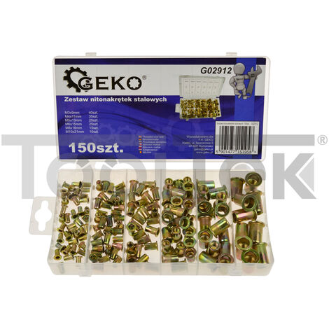 ASSORTIMENTO RICAMBI INSERTI FILETTATI PER RIVETTO ACCIAIO 150pz G02912