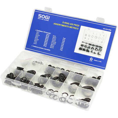ASSORTIMENTO SET SERIE 225 OR ORING O-RING GUARNIZIONI METRICI SOGI AS-225-ORM