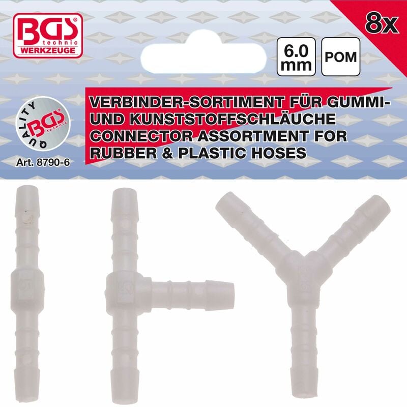 Bgs Technic - assortiments de connecteurs de tuyau résiste aux carburants 6 mm 8 pièces bgs 8790-6