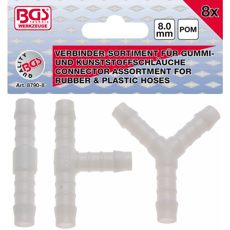 Bgs Technic - assortiments de connecteurs de tuyau résiste aux carburants 8 mm 8 pièces bgs 8790-8
