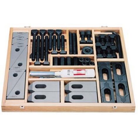 Assortiments d'outils de serrage, d x rainure en T : M10 x 10 mm, Supports de serrage universels 4 x T. 1, 4 x T. 2, 4 x T. 3