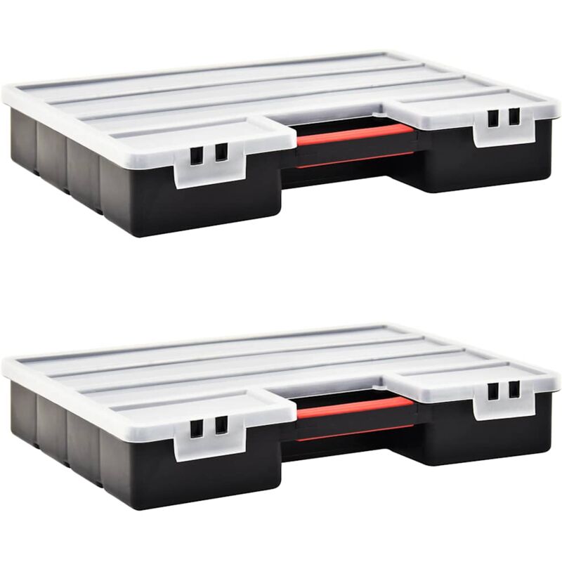 Assortment Boxes 2 pcs with Adjustable Dividers 460x325x80 mm Plastic Vidaxl