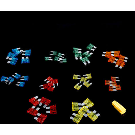 Assortment de fusibles automobiles blade 50 pièces (5A, 10A, 15A, 20A, 30A) avec porte-fusibles