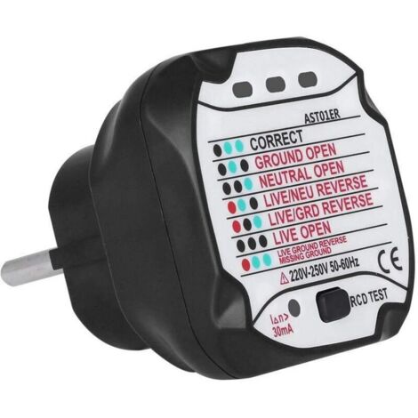 AST01 Tester per prese, tester per prese di corrente GFCI, rilevatore automatico di circuiti elettrici (spina UE 220V)