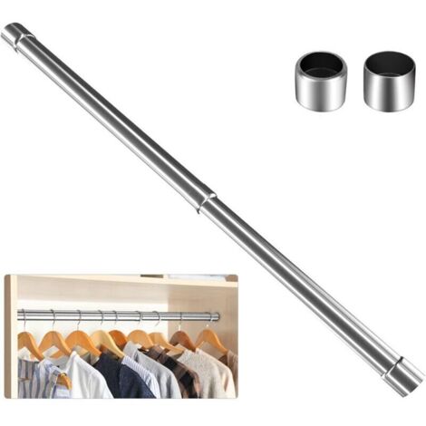 Asta appendiabiti estensibile in acciaio inox da 31 a 51 cm, asta regolabile con prese argentate