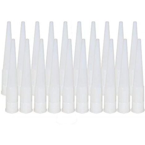 Asta di prolunga in plastica KZQ per pistola per calafataggio, strumento per l'applicazione della punta dell'ugello per calafataggio, facile da usare, bianco (20 pezzi, 10,2 × 1,5 cm)