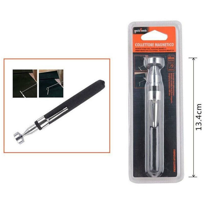 Trade Shop Traesio - Asta Magnetica Telescopica 60 Cm Allungabile Collettore Magnetico Calamita -