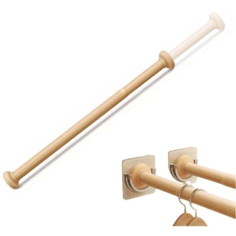 Aste per armadio regolabili in finto legno per appendere i vestiti, senza fori, per guardaroba, bagno, lavanderia (50-80 cm)