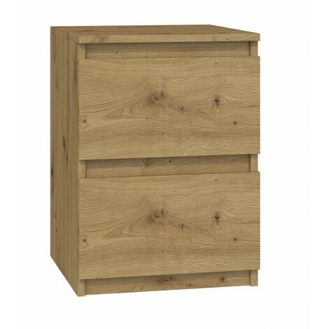 ASTER - Comodino in stile scandinavo - 30x30x40 cm - Comodino con 2 cassetti - Mobili camera da letto