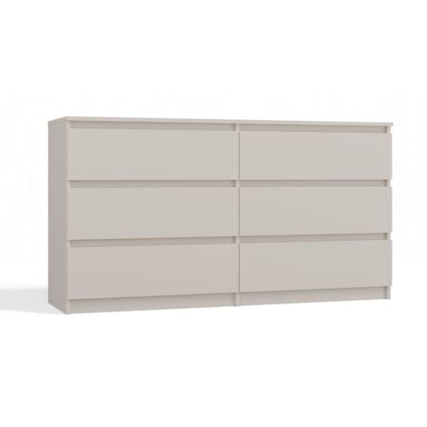 TOPESHOP ASTER - Grande cassettiera camera da letto soggiorno ufficio - 6 cassetti - 138x40x77cm - 6 cassetti - Stile scandinavo