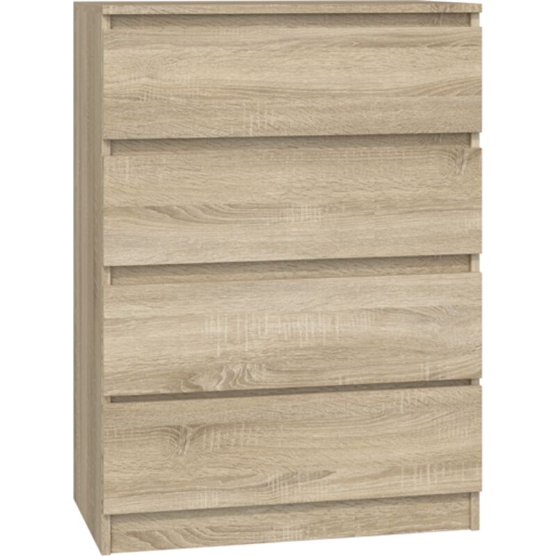 

ASTER T4 - Cómoda moderna de 4 cajones - 97x70x40 - Mueble de almacenamiento - Estilo escandinavo - Imitación madera - Sonoma