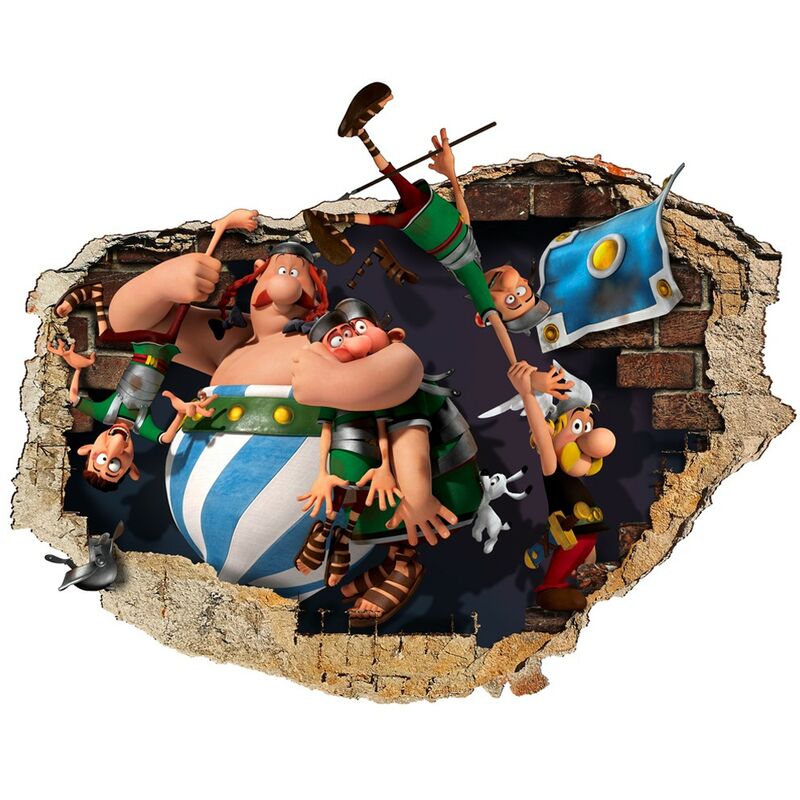Image of Signorbit - asterix & obelix - Adesivo murale parete 3D wall sticker camera bimbi