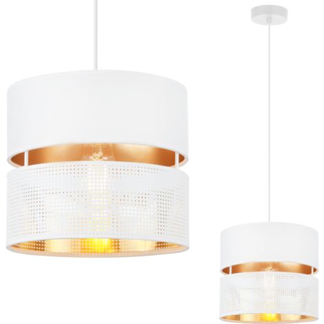 ASTI DUO SUSPENSION BLANC 1-ABAT-JOUR PLATINE BLANC-OR TS 20CM
