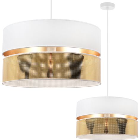ASTI DUO SUSPENSION BLANC 1-ABAT-JOUR PLATINE BLANC-OR TS 40CM