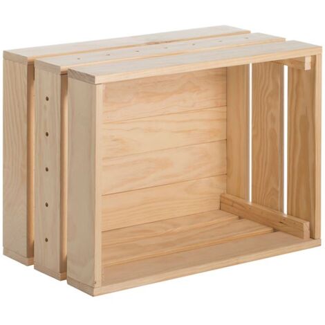 Caisse en bois empilable en pin massif – Dimensions L51,2 x l38,4 x H28 cm – Système d'assemblage simple – Rangement modulable – Astigarraga