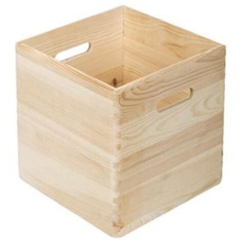 ASTIGARRAGA caja madera pino sin tapa 300x300x300mm , Caja montada sin tapa 30x30x30 pino macizo sin barniz Sin barniz Madera de pino Tabla maciza 30x30x30.