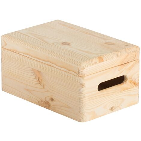 ASTIGARRAGA CBT302014 Caja de almacenaje de madera maciza de pino con tapa 14x30x20cm