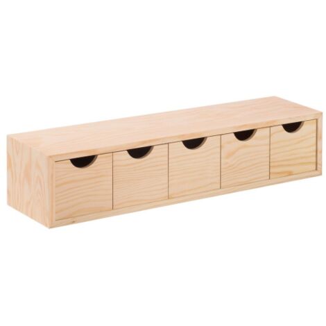 Commode en bois avec 5 tiroirs – Dimensions 56x13x12cm – Design compact pour espaces restreints – Idéale pour rangement chambre ou bureau – Astigarraga - 56x13x12h