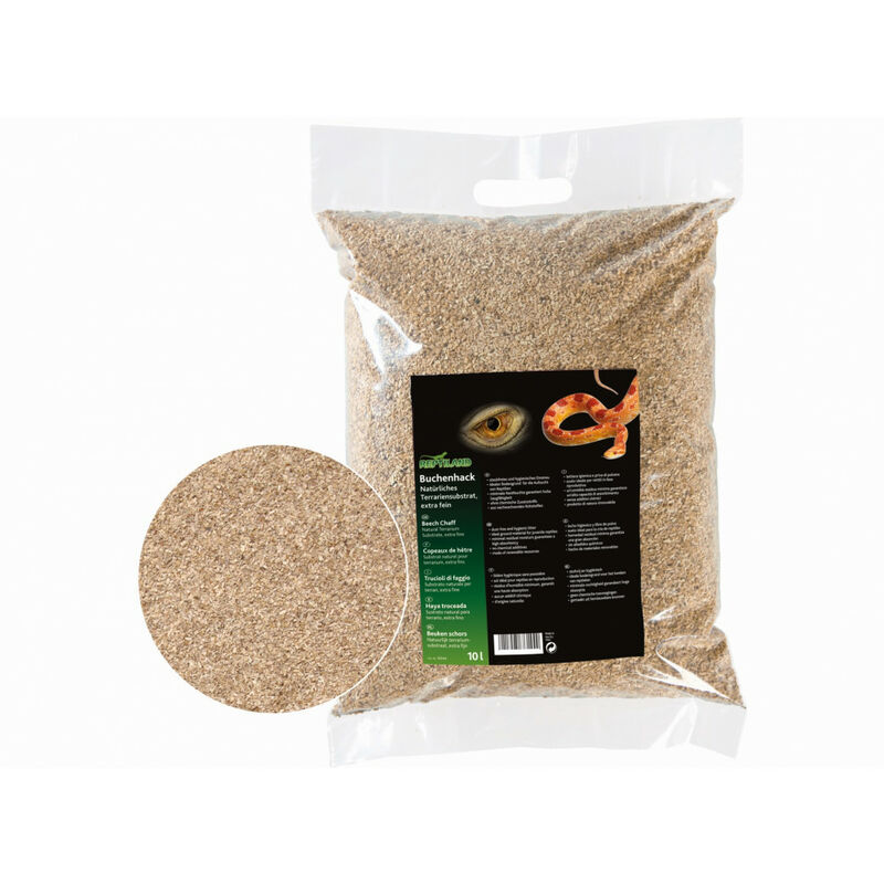 

Astillas de madera de haya 10 L sustrato natural extrafino para reptiles.