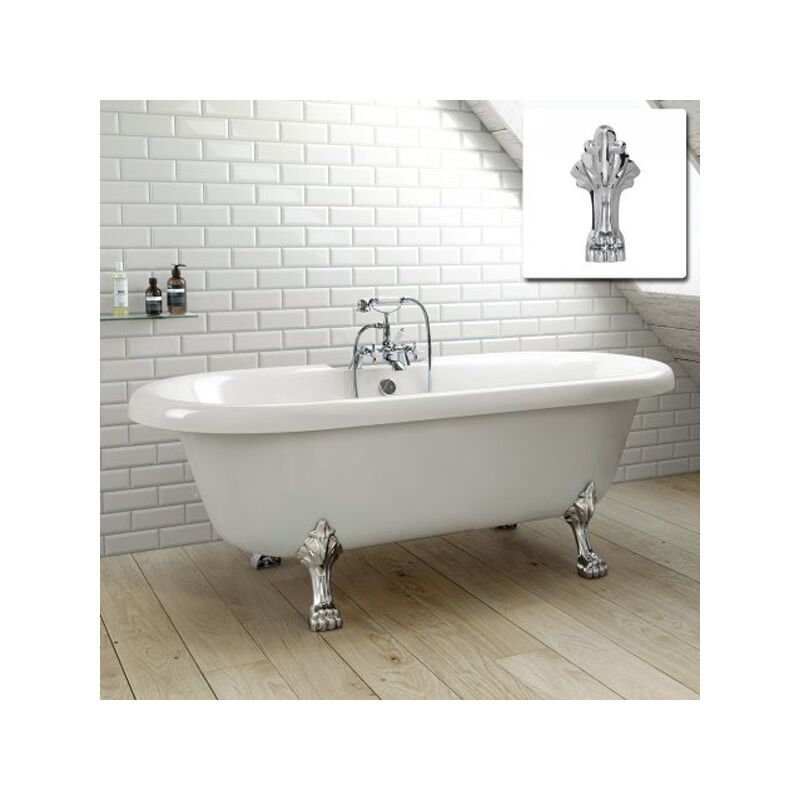 Kartell White Freestanding Bath With Chrome Leg 1500 x 800mm