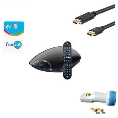 ASTON Récepteur TV satellite HD CONNECT + Carte Viacess Fransat PC6 + Câble HDMI+LNB HD ME