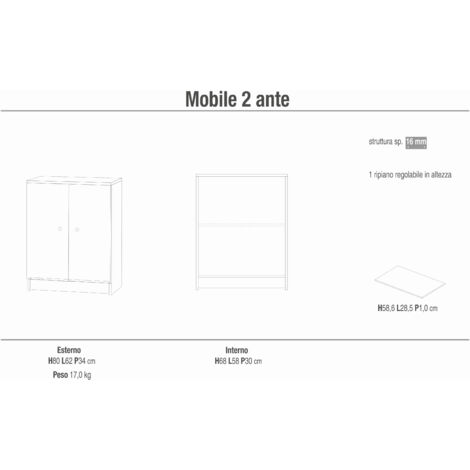 ASTOR - mobiletto portaoggetti ad due ante