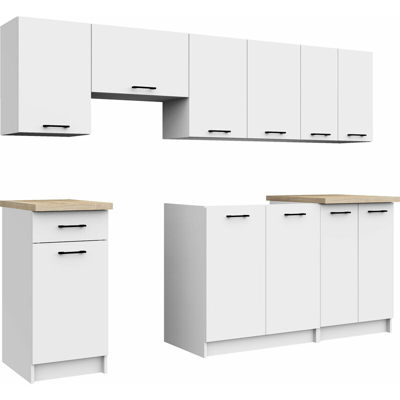 

ASTRA - Cocina completa lineal + modular - 240 cm 7 pzs - encimera INCLUIDA - juego de muebles de cocina - Blanco