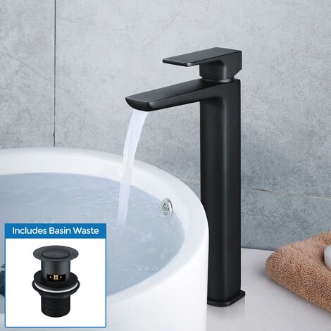 Astra Modern Extended Matte Black Basin Mono Mixer Tap & Free Basin Waste