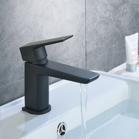 Astra Modern Matte Black Basin Mono Mixer Tap & Waste