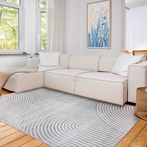 ASTRA Tapis «Jules» Cercles argenté 133 x 190 cm tapis à poils courts doux