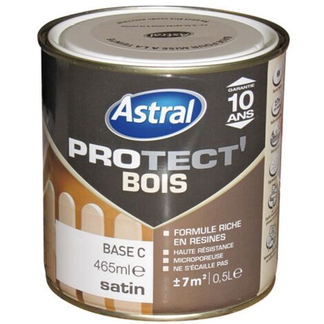 Astral – Peinture Protect'bois satin 2.5L – Base clear pour bois extérieur – Résistante aux UV et intempéries – Formulation microporeuse