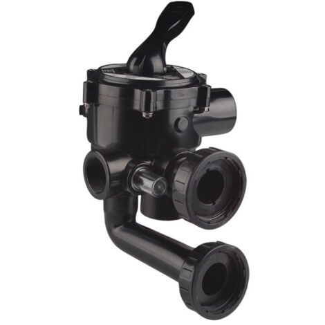 Astralpool – Vanne à 6 voies pour piscine – Installation latérale – Fonctionnement manuel – Couleur noire – Qualité professionnelle