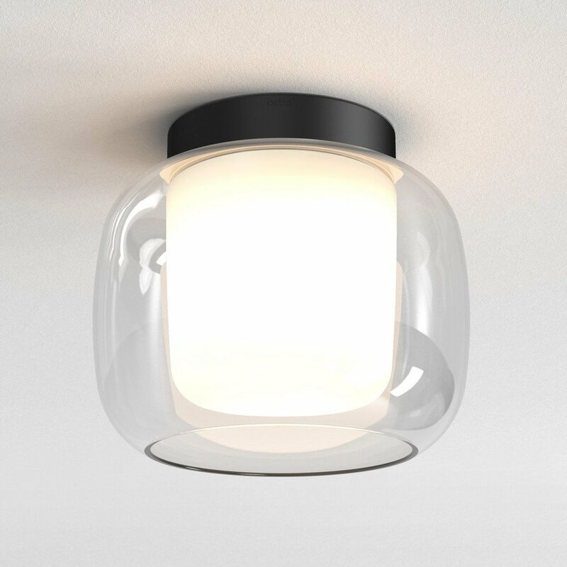 Astro Aquina Bathroom 24cm Ceiling Light Matt Black with Glass Shade