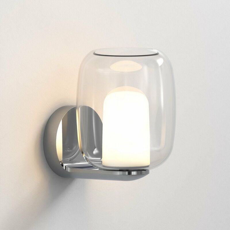 Astro Aquina Bathroom Wall Light Polished Chrome with Glass Shade