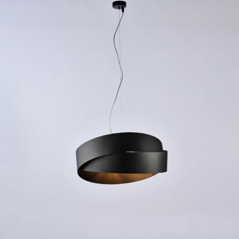 Astro Suspension en fer laqué noir avec câble acier réglable 2 lumières 122 d.46 BL207-2-NR