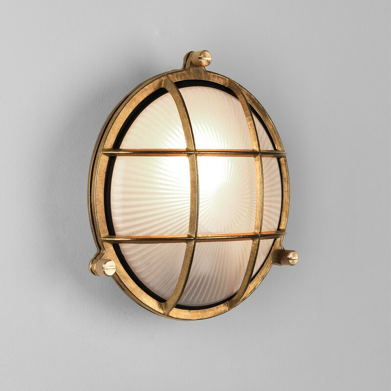 Astro Thurso Outdoor Bulkhead Coastal Wall Light Natural Brass IP44, E27