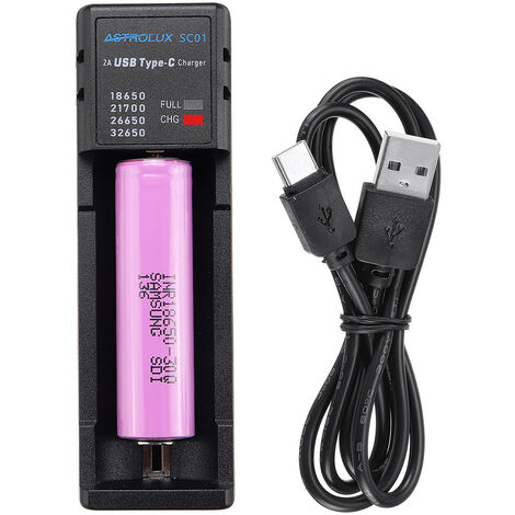 MAEREX Astrolux Batterieladegerät für 18650/21700/32650 Lithiumbatterien mit USB-Kabel Sasicare